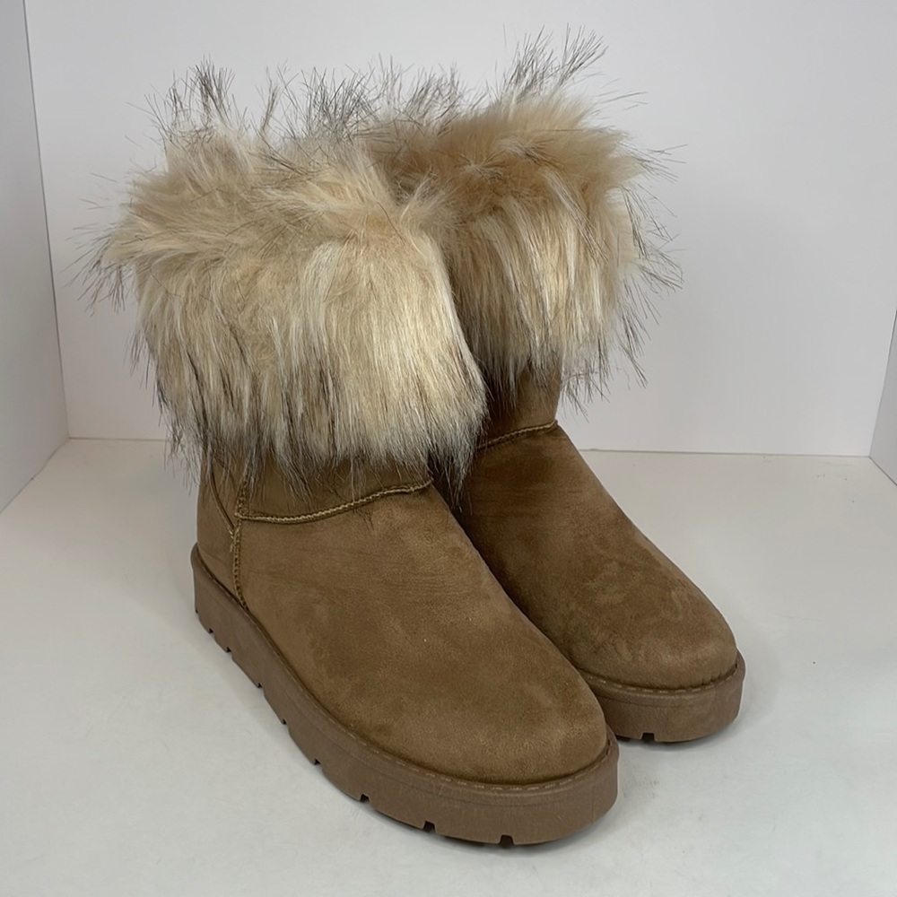 Cute New Tan Dirty Laundry Sugar Hill Cozy Faux Fur Boots Size 7